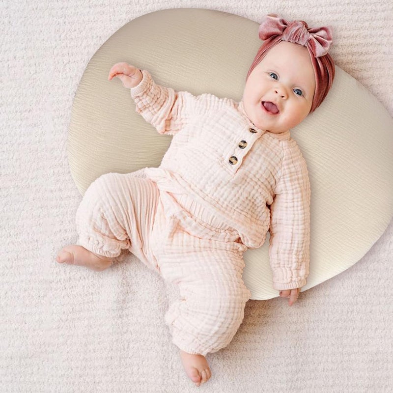 lethooly Nursing Pillow Cover - 2-Pack Muslin Cotton Removable Covers for Breastfeeding Pillows, Ultra-Soft Baby Feeding Pillowcase for Newborns, Fits 22.5"x18" Pillows (Pink & Cream) - Image 2